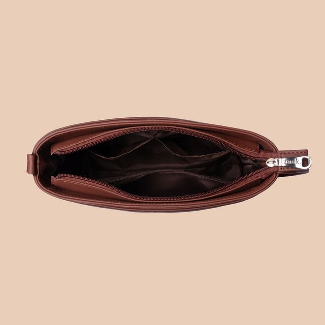 Zouk Women's Abstract Vegan Leather and Handcrafted Fabric 3.69 L Sling Bag | Multicolour