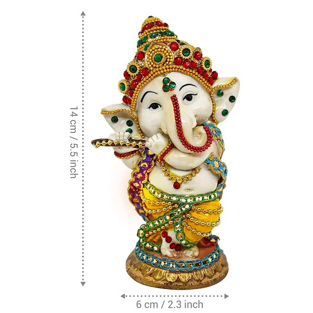 Tied Ribbons Ganesh Idol Statue Showpiece (15 Cm)