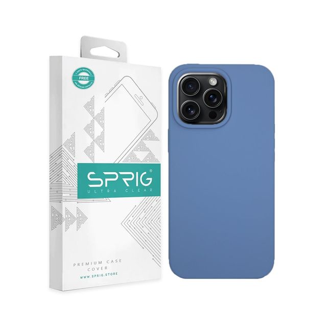 Sprig Designer Back Cover for Apple Iphone 15 Pro Liquid Silicone Shock Proof | Denim Blue | MagSafe Compatible