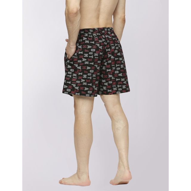 Frenchie Men s Printed Cotton Boxer Shorts | Alphabetic Black | M