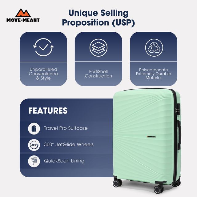 Move-Meant Travel Crew Large Suitcase Green - Buy at ₹2189 Online