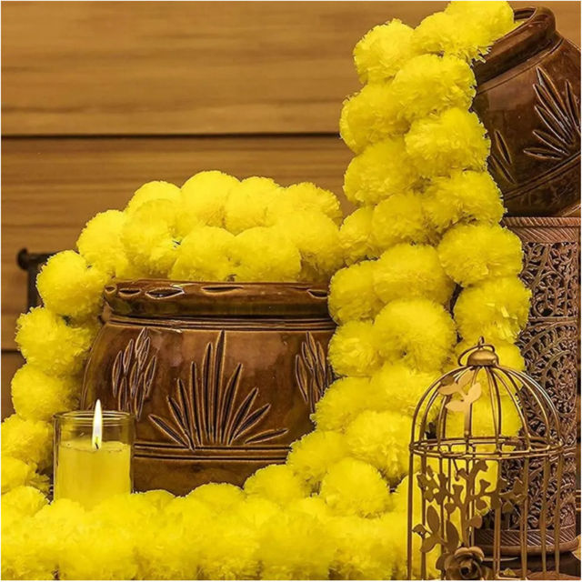 DiaCraft Marigold Artificial Flower Ladi - 2 Pc