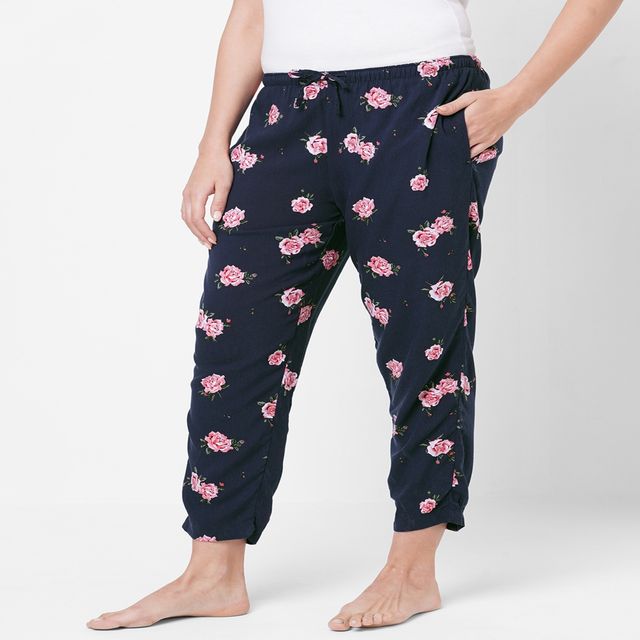 Urban Scottish Women s USWPJ528 Floral Print Viscose Regular Fit Lounge Pants | Navy - S