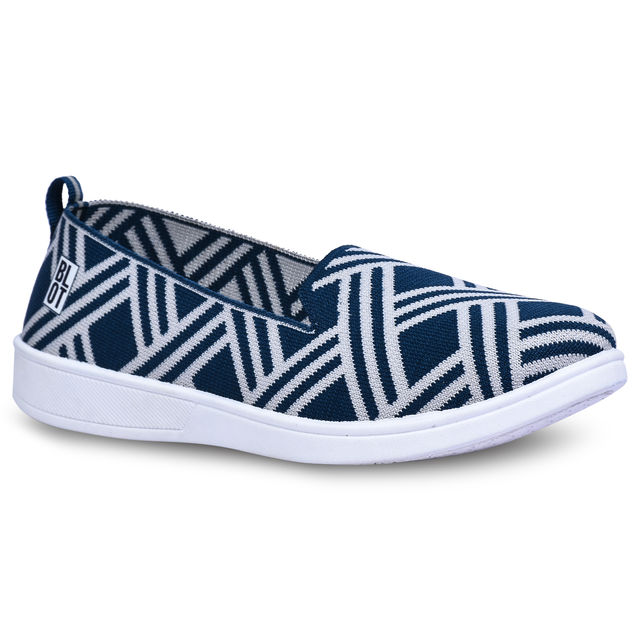 Paragon Comfy Zigzag Ballet Flats For Women Bolt Blue And White - 5