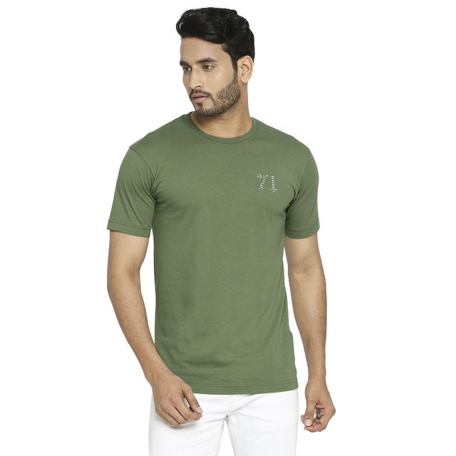 Vip Mens Round Neck Tshirt Bottle Green 001 | Xl (1pc) & Vincent Chase By Lenskart Unisex Solid Metal Aviator Sunglasses | Black And Gold - L (1pc) Combo