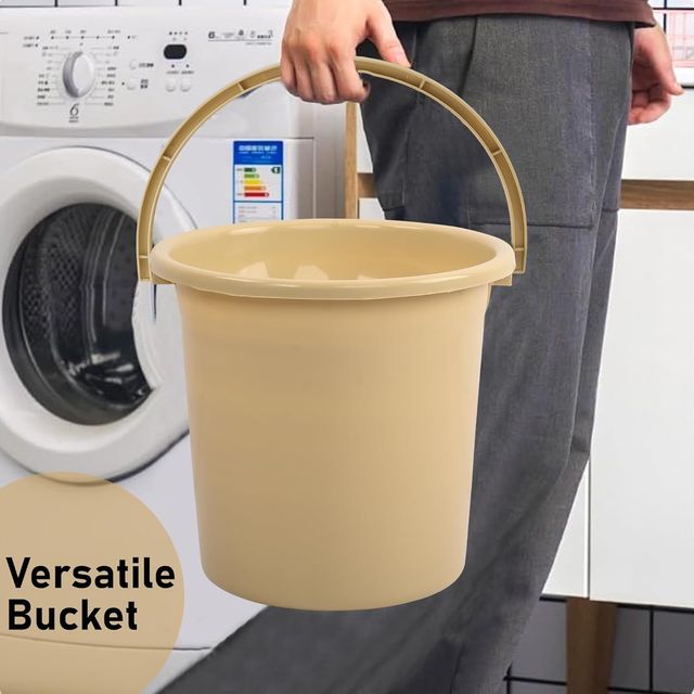 Kuber Industries Bucket & Mug Bathroom Combo Set|Set of 2|Beige