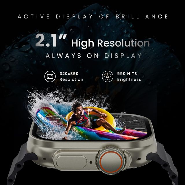 Hammer Active 2.0 Plus 2.1 Inch Display Smart Watch With Gesture Control| Bluetooth Calling (Black)