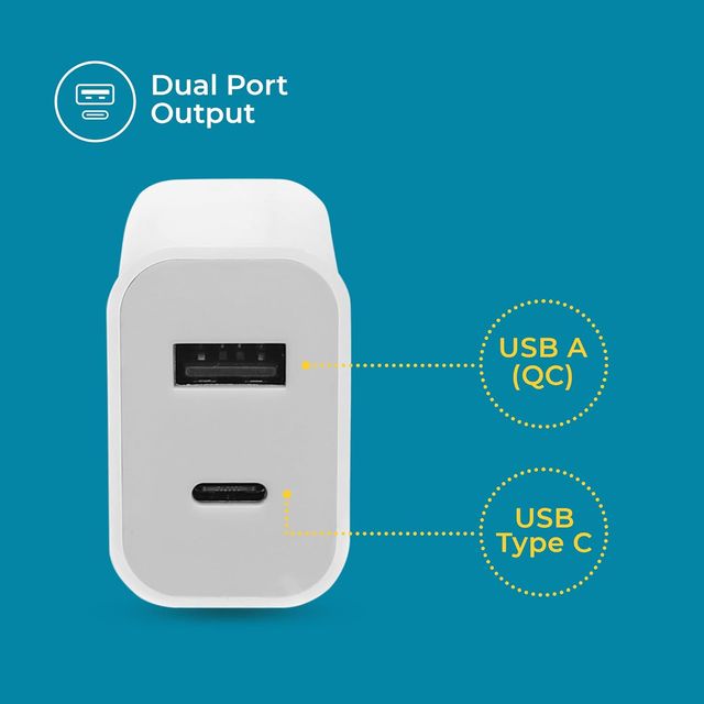 D-Link 20W Dual Port Fast Charger Type-C & USB-A - White