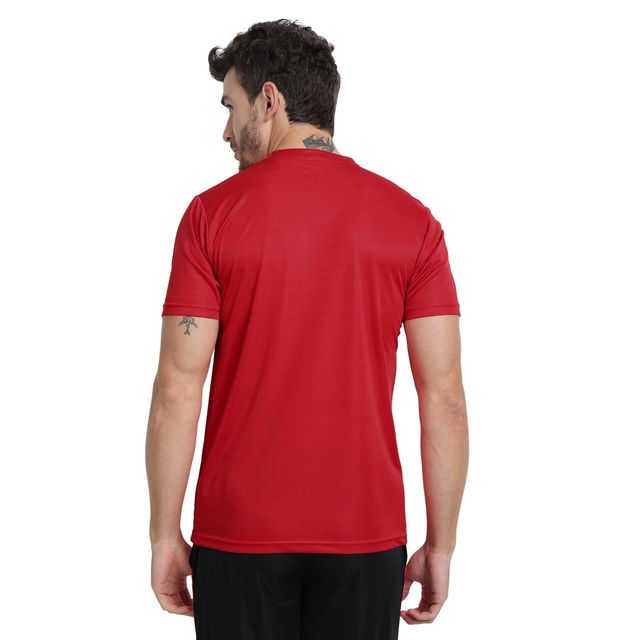 Ftx Men's Solid Round Neck Polyester Half Sleeve Casual T-shirt | Red | XL