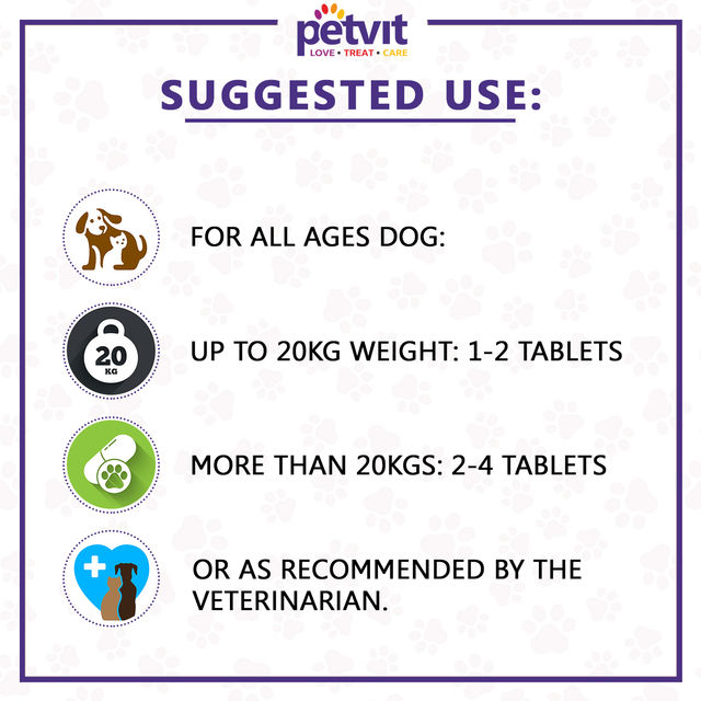 Petvit Joint-Cartilage Supplement For Dogs And Cats - 60 Chewable Tablets
