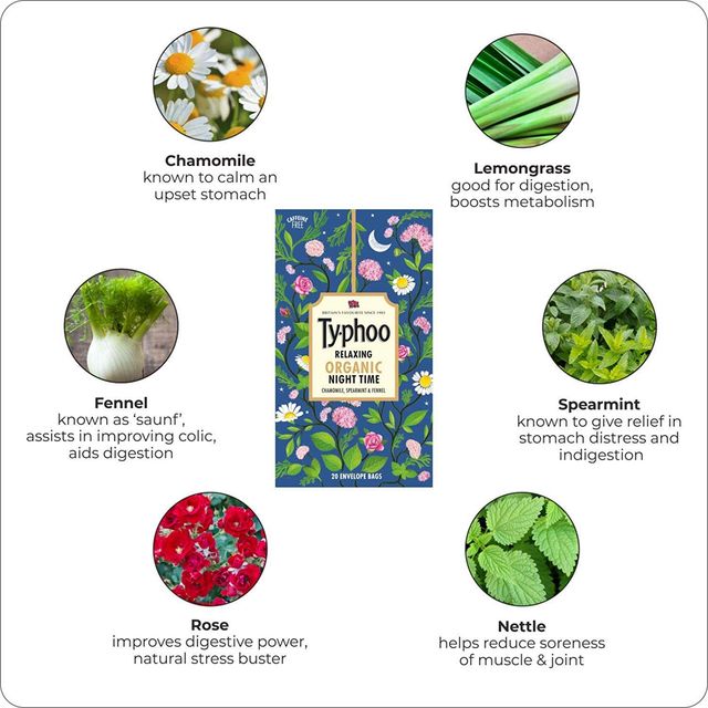 Typhoo Night Time Chamomile, Spearmint, and Fennel Organic Herbal Tea