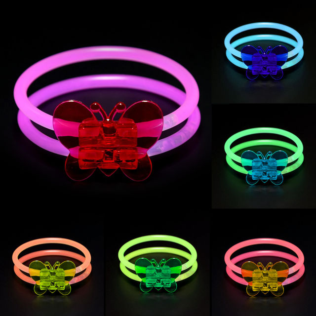 Party Propz Glow in The Dark Bracelet Glow Sticks With Butterfly Connector