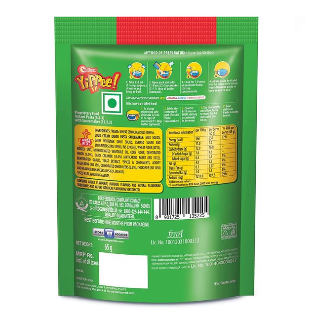 Yippee! Instant Pasta - Sour Cream Onion 65 g Combo