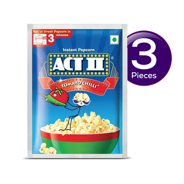 Act II Instant Popcorn - Tomato Chilli Pouch (Pack of 3).jpg