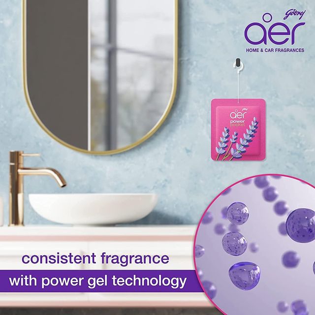Godrej Aer Power Pocket Bathroom Freshener - Lavender Bloom 10 g Combo