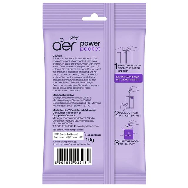 Godrej Aer Power Pocket Bathroom Freshener - Lavender Bloom 10 g Combo