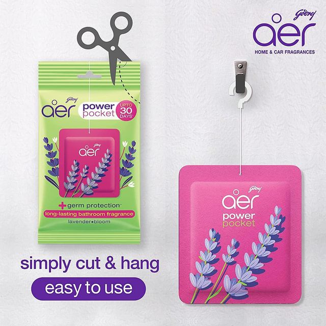 Godrej Aer Power Pocket Bathroom Freshener - Lavender Bloom 10 g Combo