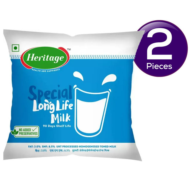 Heritage Special Long Life Toned Milk (Pouch) 475 ml Combo