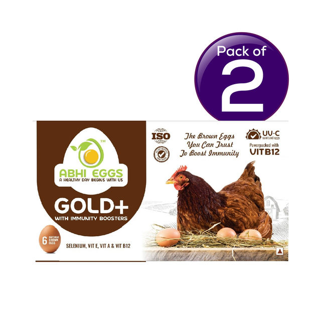 Abhi Eggs Gold + Brown Eggs with Immunity Boosters 6 pc Combo