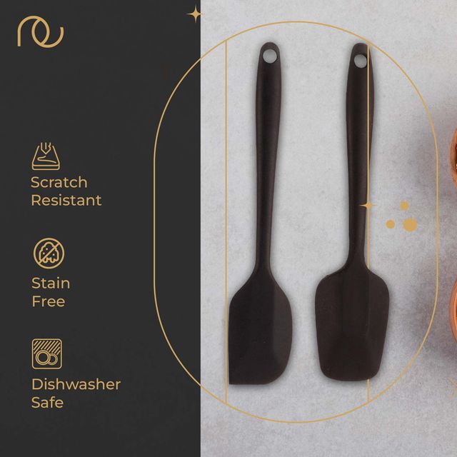 Frenchware Non-Stick Premium Silicone Spatula (Large Spatula & Spoon, Black) for Cooking & Baking