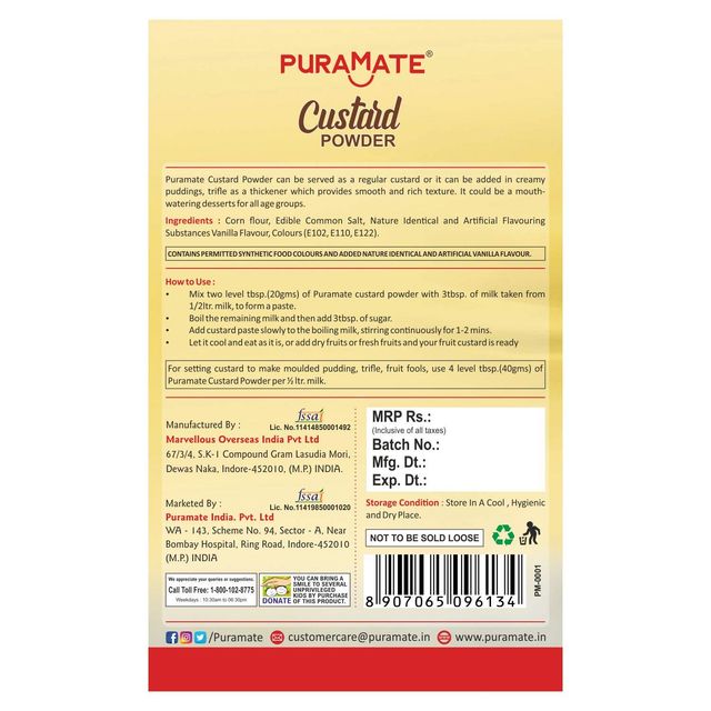 Puramate Custard Powder Vanilla