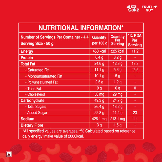 Unibic Fruit N' Nut Cake 140 g Combo
