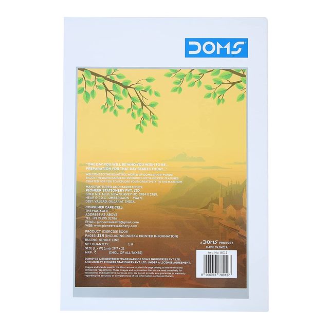 Doms Single Line A4 (Clean Up Series) Note Book-124 Pages