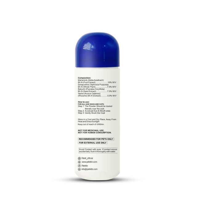 Petvit Tick Repellent Powder With Sandalwood |Paraben Free & Ph-Balance -For All Breed Dog & Cat