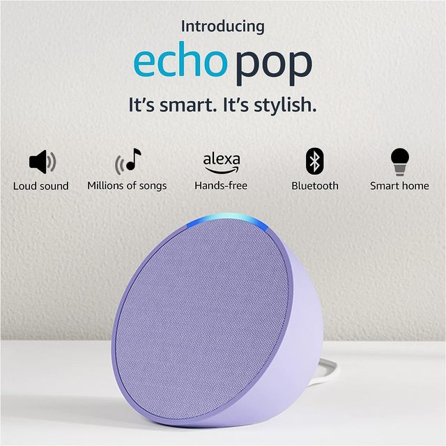 Amazon Echo Pop Smart Speaker with Alexa and Bluetooth – Purple