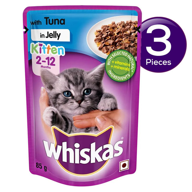 Whiskas Kitten (2-12 Months) Wet Cat Food, Tuna in Jelly 80 g Combo