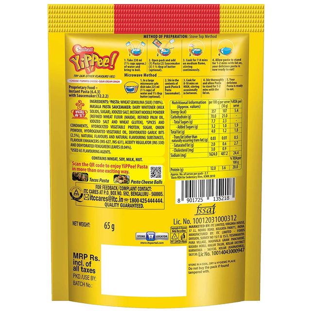 Yippee! Instant Pasta - Masala 65 g Combo
