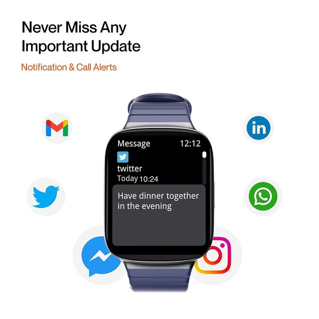 Ambrane Fitshot Edge Smartwatch With Health Monitoring | 1.69" HD Display | IP68 Waterproof - Blue