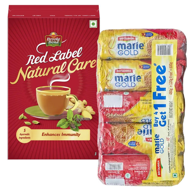 Red Label Natural Care Tea(500gms) & Britannia Marie Gold (Buy 4 Get 1 Free)(600gms) Combo