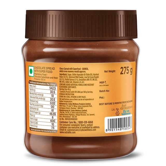 Nutralite Choco Spread Crunchy With Protein-Rich Quinoa Premium Chocolate & Real Hazelnuts - 275 g 275 g Combo