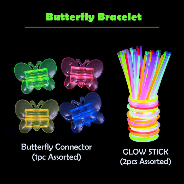 Party Propz Glow in The Dark Bracelet Glow Sticks With Butterfly Connector
