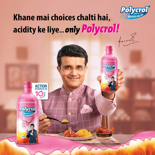 Polycrol Xpress Relief Mint Flavour Sugar Free Antacid Gel 