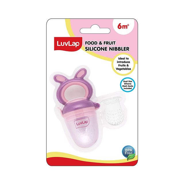 LuvLap Bunny Silicone Nibbler For Kids | Violet and Pink | 6 months - 3 years