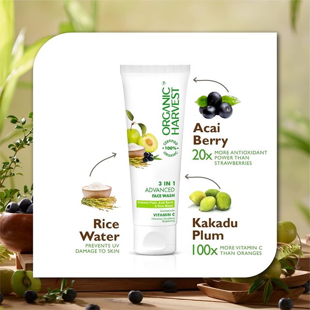 Organic Harvest 3 In 1 Premium Face Wash For Oily Skin Cleanser For Women