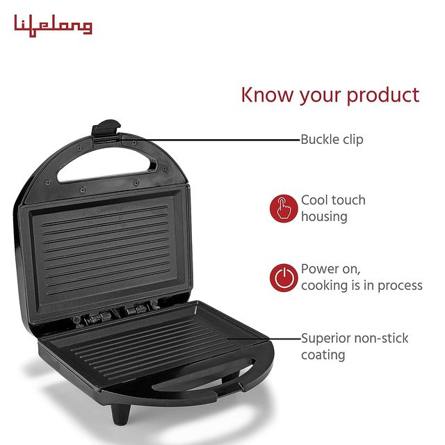 Lifelong 750 W 4 Slice Sandwich Maker (LLSM120G)