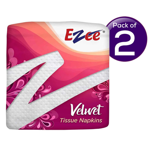 Ezee Velvet Tissue Paper Napkins 100 pc Combo - Pack of 2