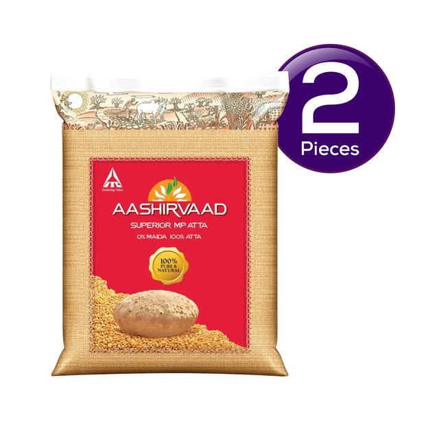 Aashirvaad Atta - Superior MP Whole Wheat, No Maida | Pouch 1 kg Combo