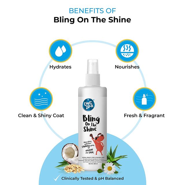 Captain Zack Bling On The Shine Nourishing Dry Waterless Spray Dog Shampoo