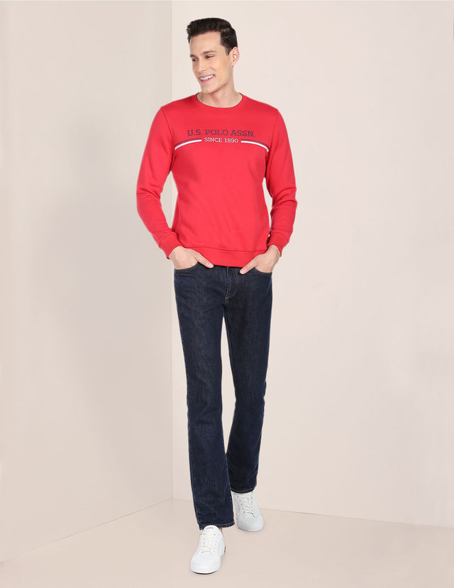U.S. Polo Assn. Crew Neck Printed Logo Sweatshirt | Men | Red