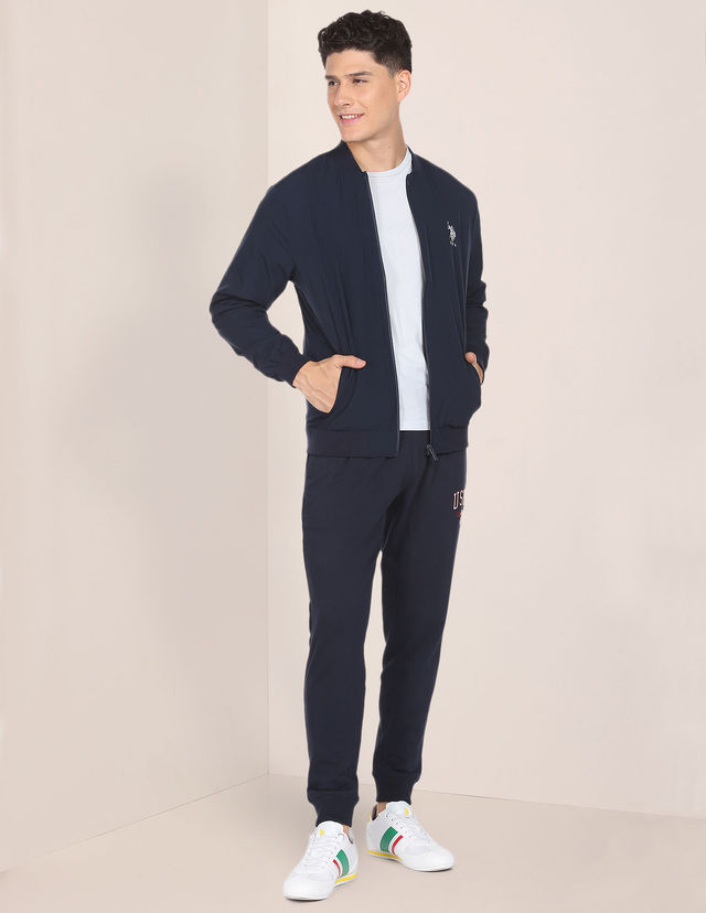 U.S. Polo Assn. Solid Stand Collar Bomber Jacket | Men | Blue | L