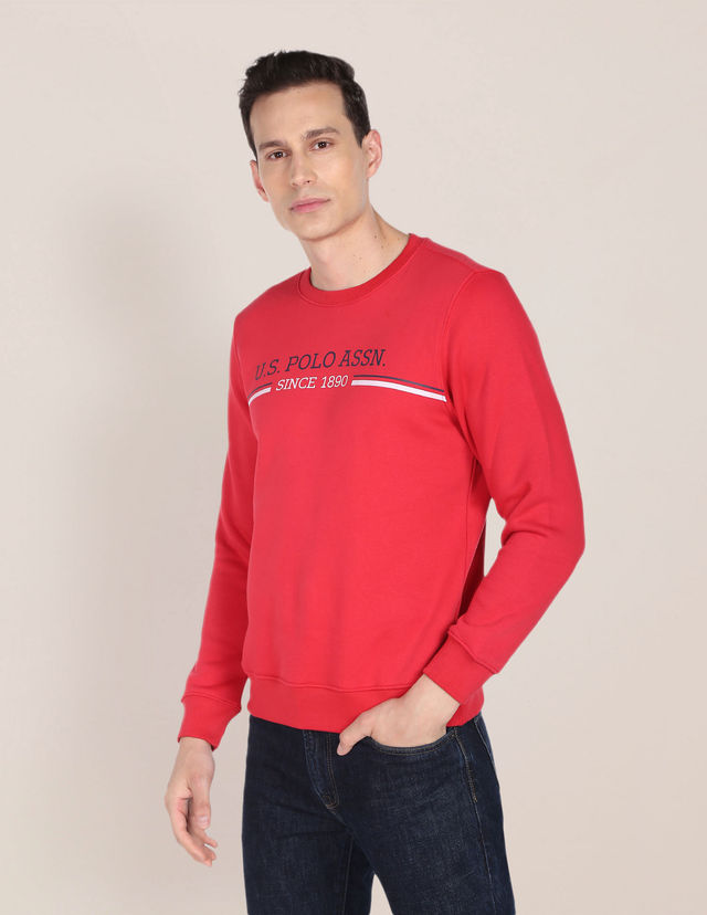 U.S. Polo Assn. Crew Neck Printed Logo Sweatshirt | Men | Red