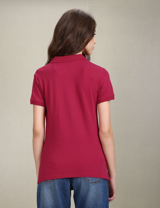 U.S. Polo Assn. Women Solid Slim Polo T-shirt | Pink | XL