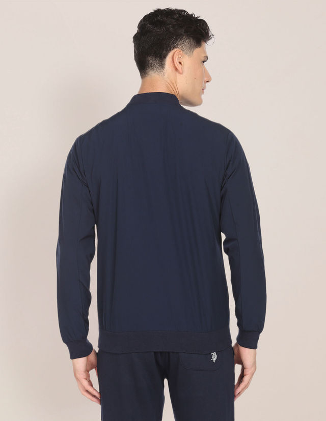 U.S. Polo Assn. Solid Stand Collar Bomber Jacket | Men | Blue | L