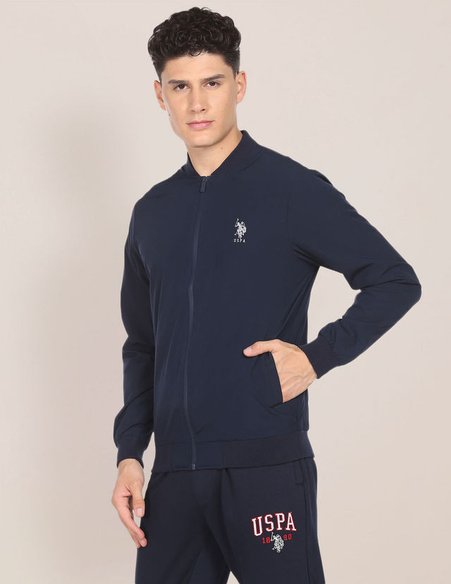 U.S. Polo Assn. Solid Stand Collar Bomber Jacket | Men | Blue | L
