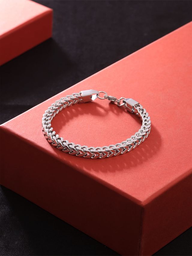 Yellow Chimes Silver Stainless Steel Bracelet for Men