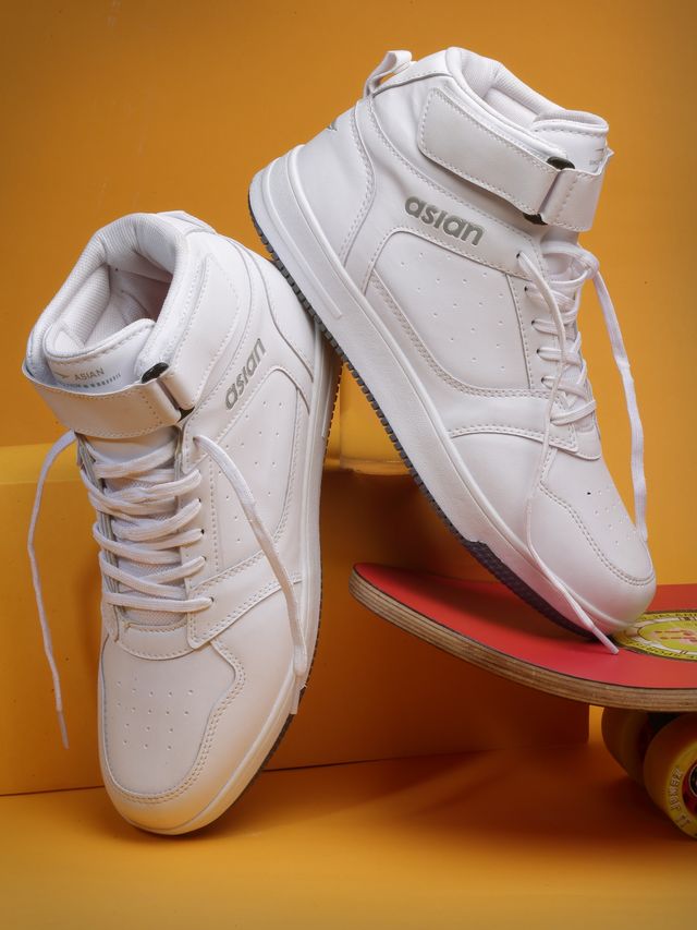 Asian Carnival-01 Hightop Sneakers For Men Full White | UK-8